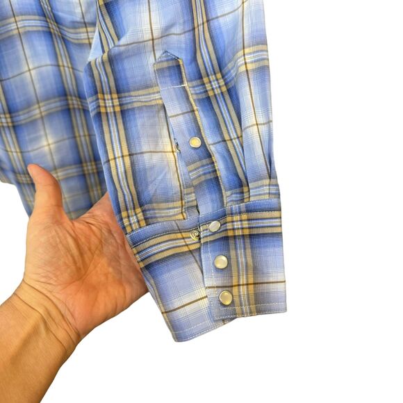 Roper Pearl Snap Shirt Mens 2XL Blue Plaid Long Sleeve Western Rodeo - Picture 7 of 8